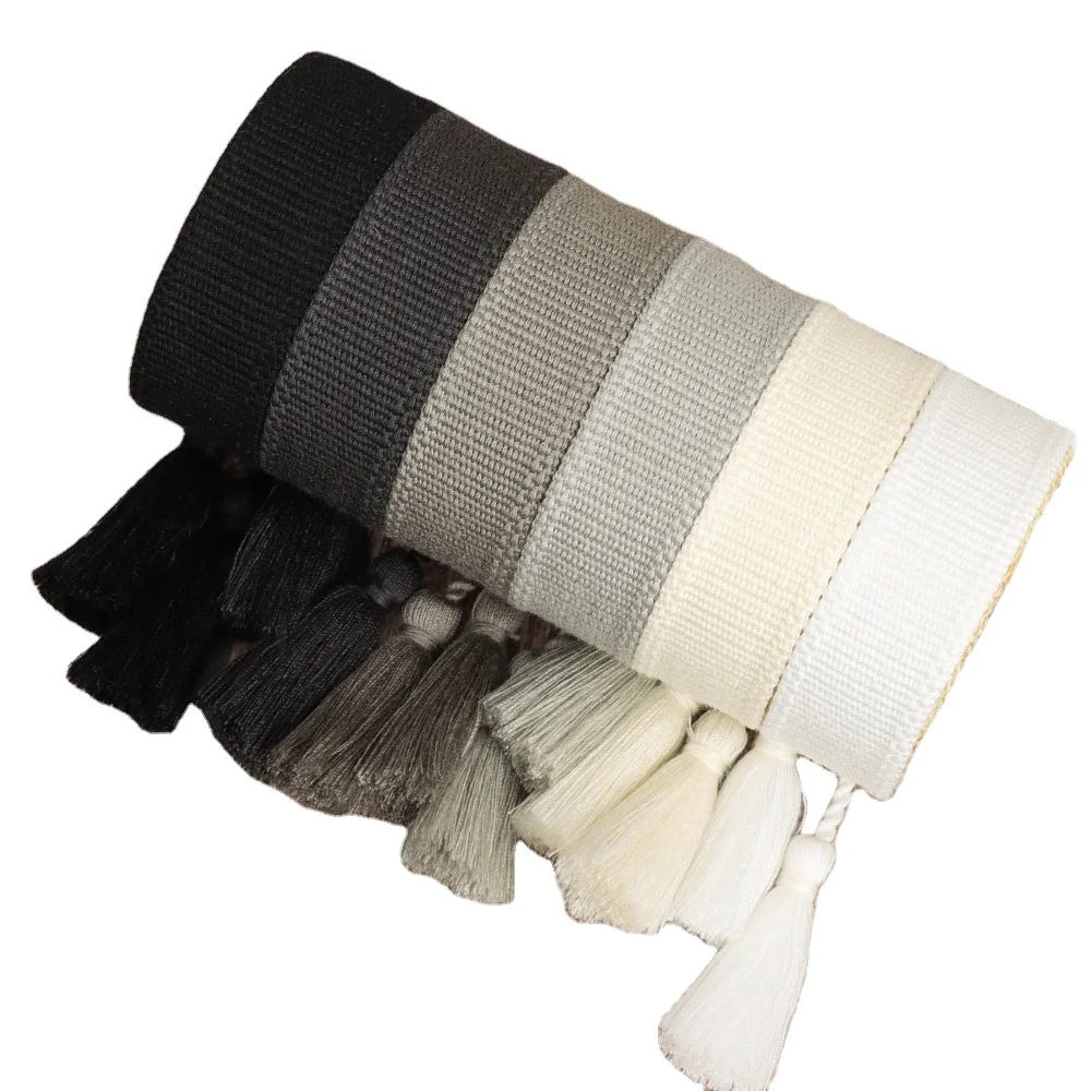 Simple style black grey white embroidered tassel bracelet hand bracelet wristband wrist band with blank colorful design