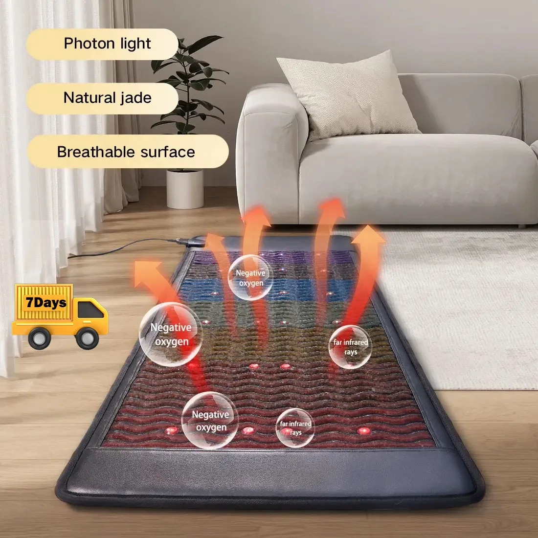 80*190CM PEMF Photon Amethyst Crystal Far Infrared PEMF Heating Mattress Bio Magnetic Photon Healing Chakra Mat