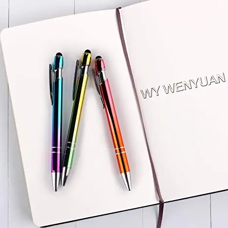 Wholesale New Gradient Color Aluminum Rod Press Metal Ballpoint Pens  With Logo