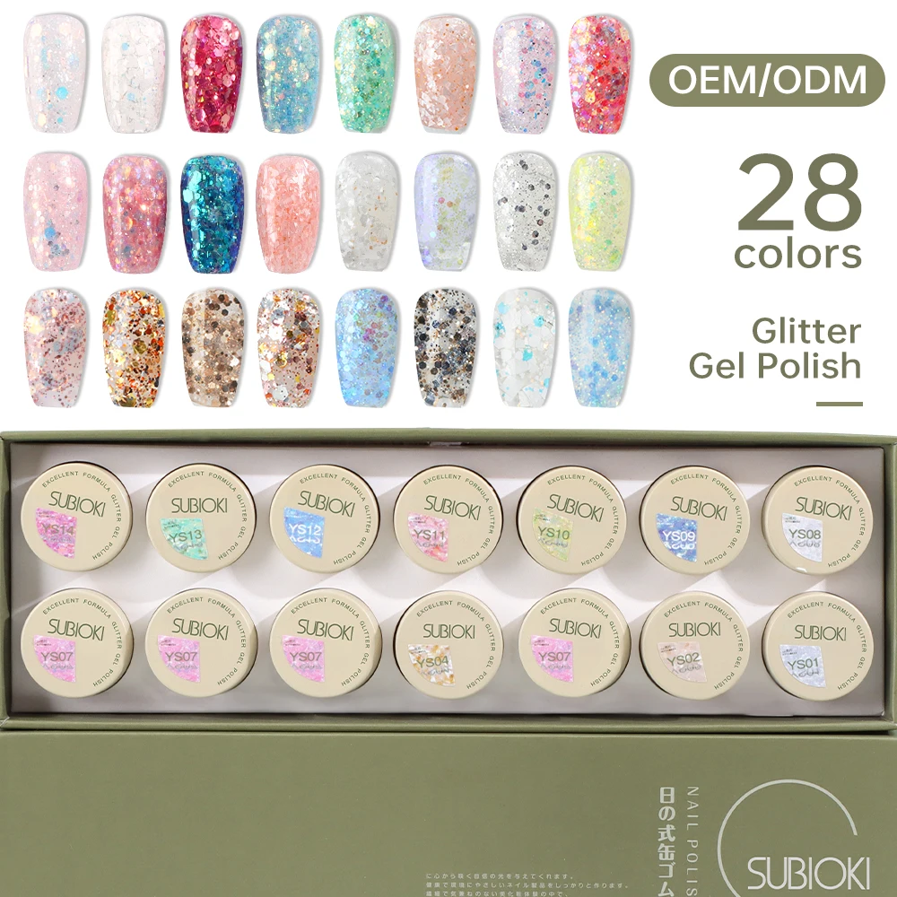 Private Label 28 Colors Big Glitter Gel Polish Set Reflective Soak Off