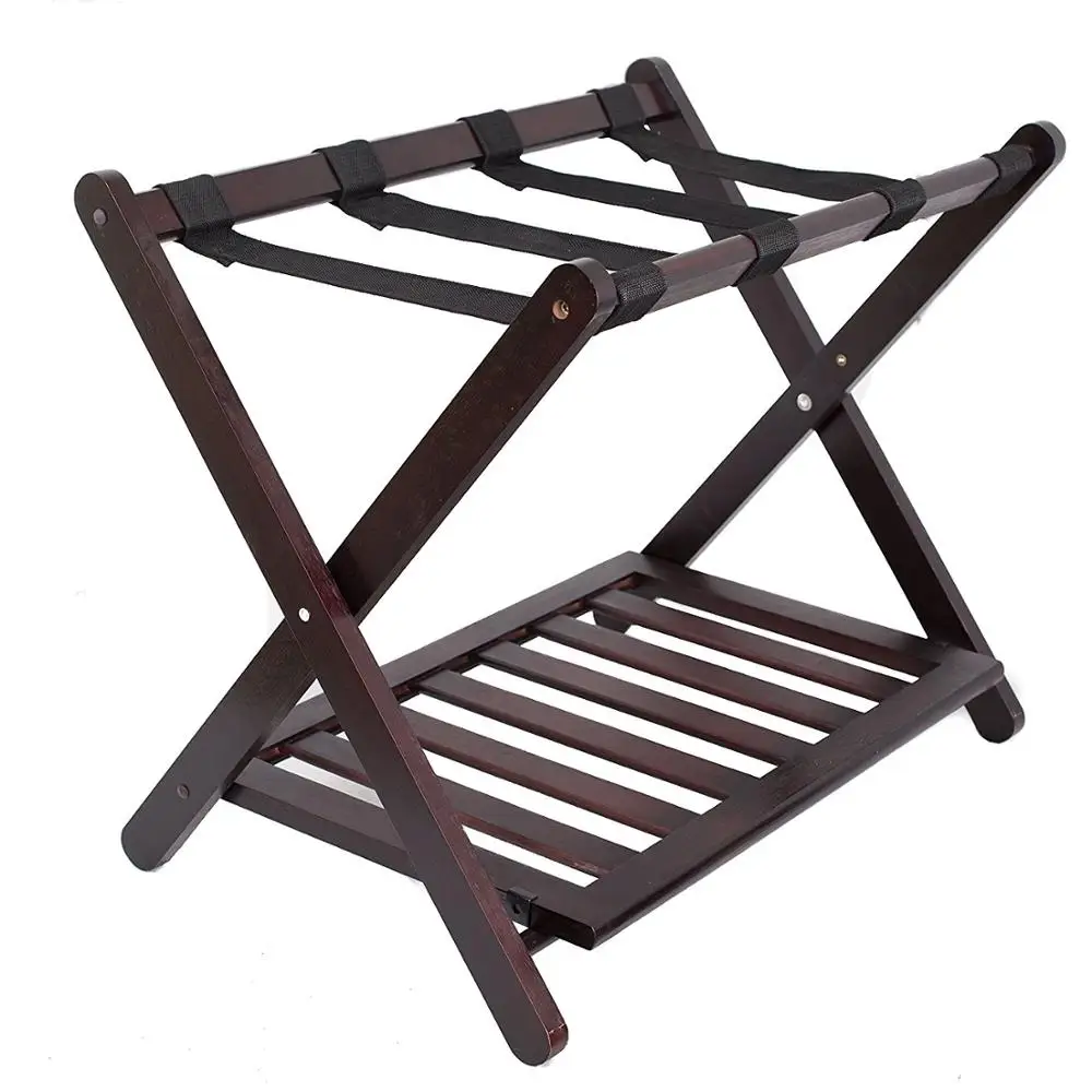 Складная конструкция, Стабильный Прочный Повседневный бамбуковый багажный Стеллаж с полкой для обуви для дома, гостиницы