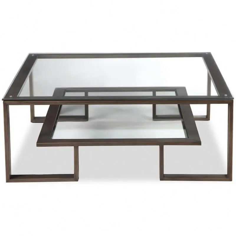 Стеклянный чайный столик с золотой стальной рамой, кофейный столик, сделано в Китае