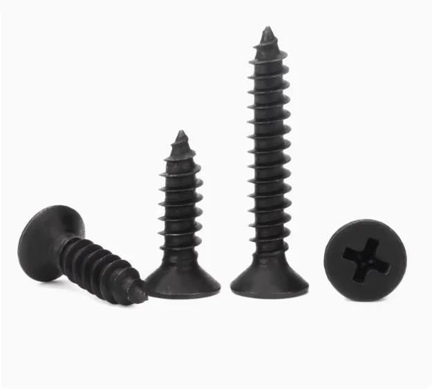 Black Galvanized Stainless Steel Flat Head Tapping Screw Cross Sunken Wood Screw with M3 M5 Titanium Metric Threads DIN Standard