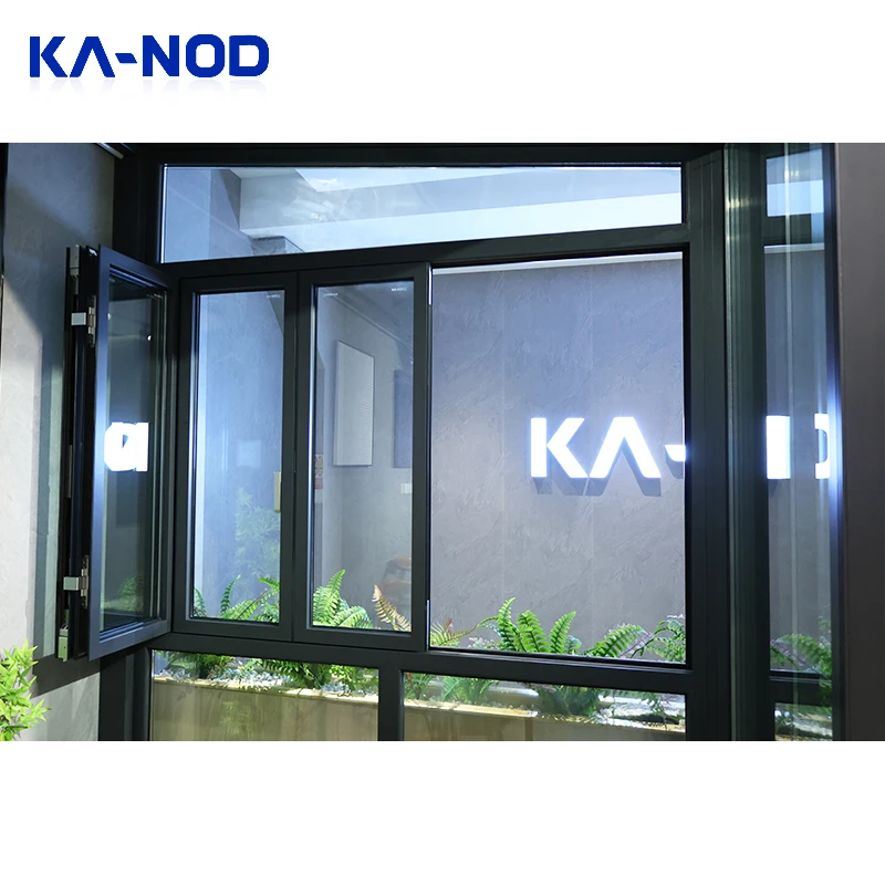 Kitchen Windproof aluminum double glazed accordion windows Windproof bi-folding window for house