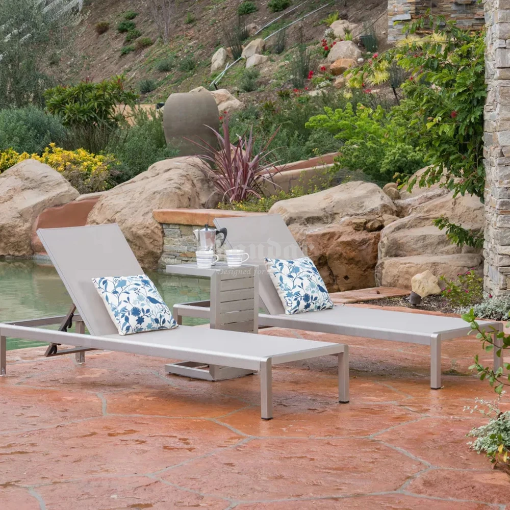 Sun Lounger Top Quality Furniture All Weather Adjustable Chair Beach Sun Loungers Metal Aluminum Outdoor Modern Contemporary