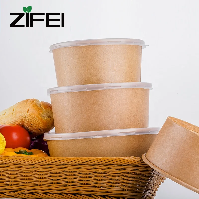 
12oz 16oz 32oz 50oz PLA coating kraft paper soup bowl with PP PLA Paper lid cover 