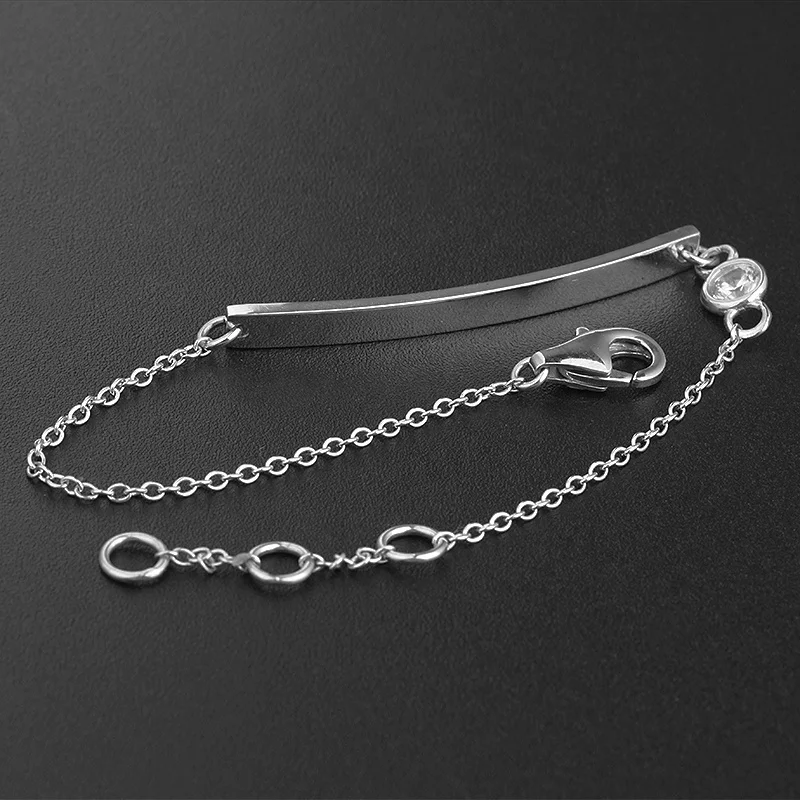High quality jewellery 925 sterling silver custom name bracelet 18k gold plated women jewelry men silver bar chain bracelet 925