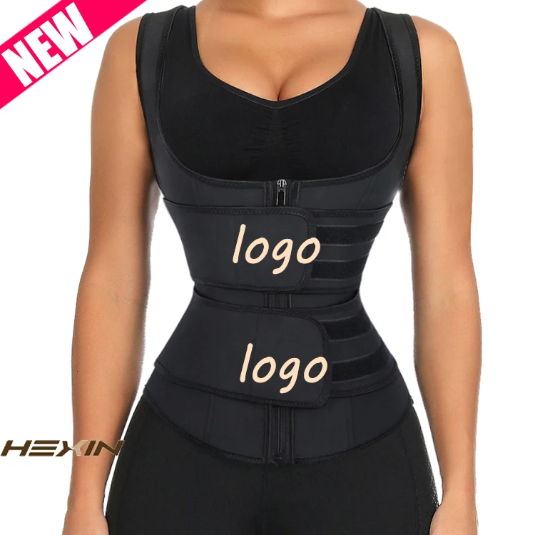 
2019 OEM Service Plus Size Latex Double Belts Sticker Sweat Vest Shaper Waist Trainer Body Slimming Women 