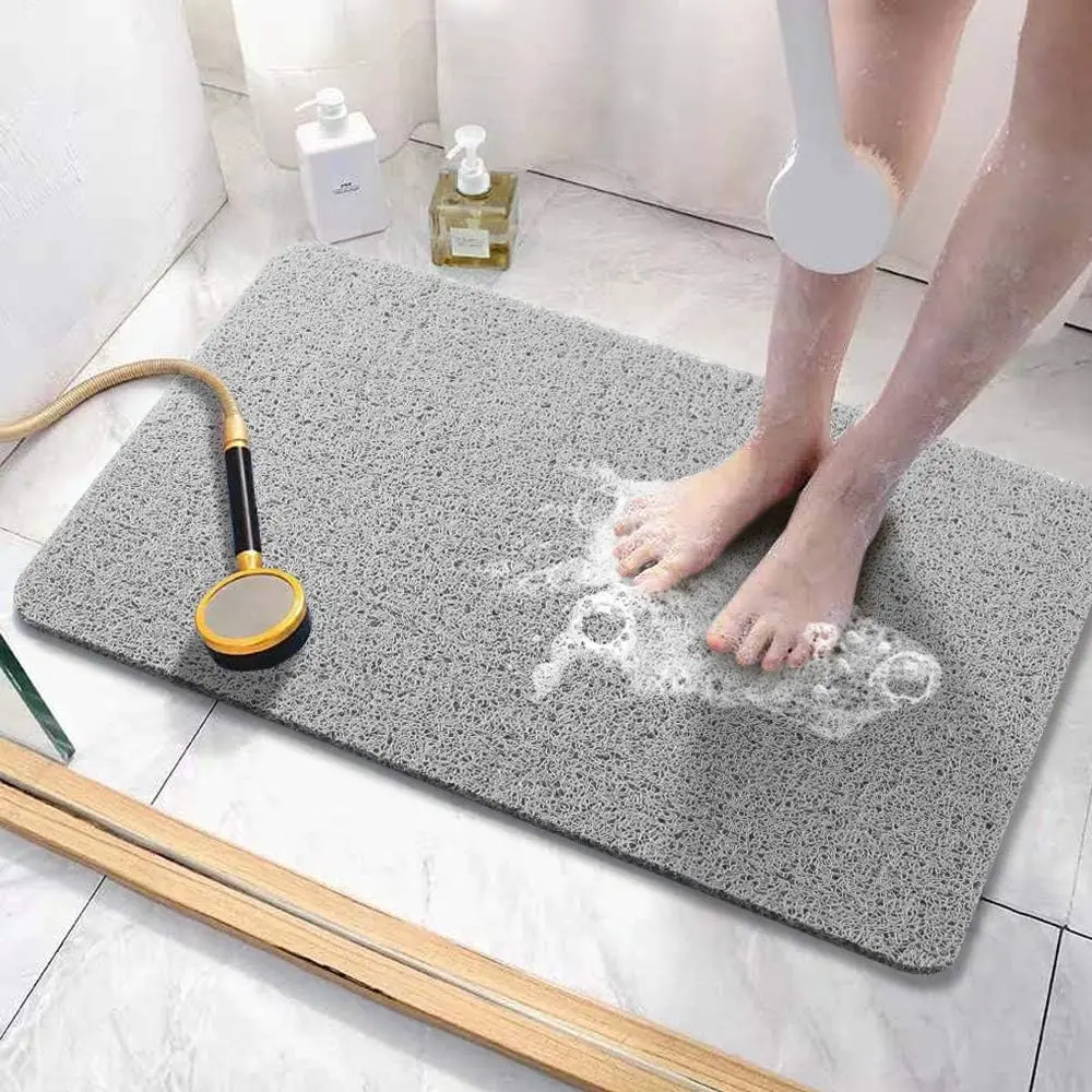 Soft Textured Bath Shower Tub Mat 24x16 Inch Non Slip Comfort Bathtub Mats with Drain PVC Loofah Bathroom Mats for Wet Areas