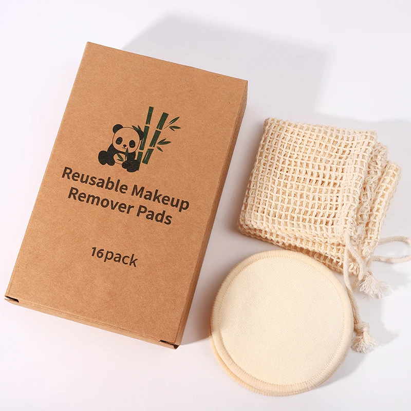 Zero Waste 8cm Round Linen Facial Cleansing Pads Organic Laundry Bag Reusable Hemp Face Makeup Remover