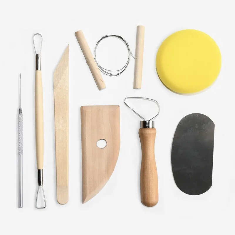 Cross border Ceramic Tools 8-piece Set Drawing and Cutting Line Sponge Round Cake Multi functional Combination DIY Clay
