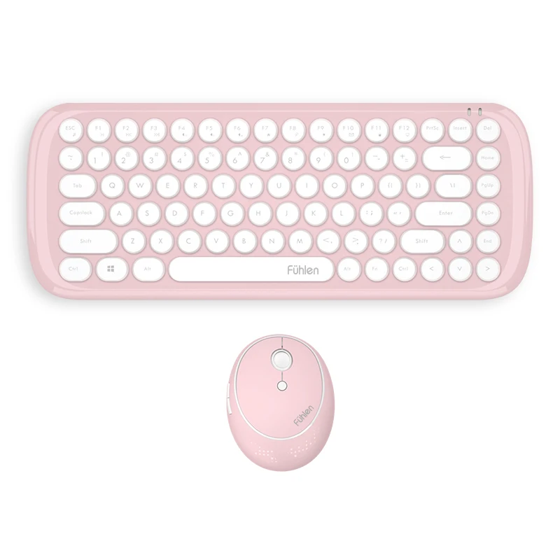 MK910 Factory price high quality cheap wireless office mouse & keyboard pink combo retro key design custom LOGO