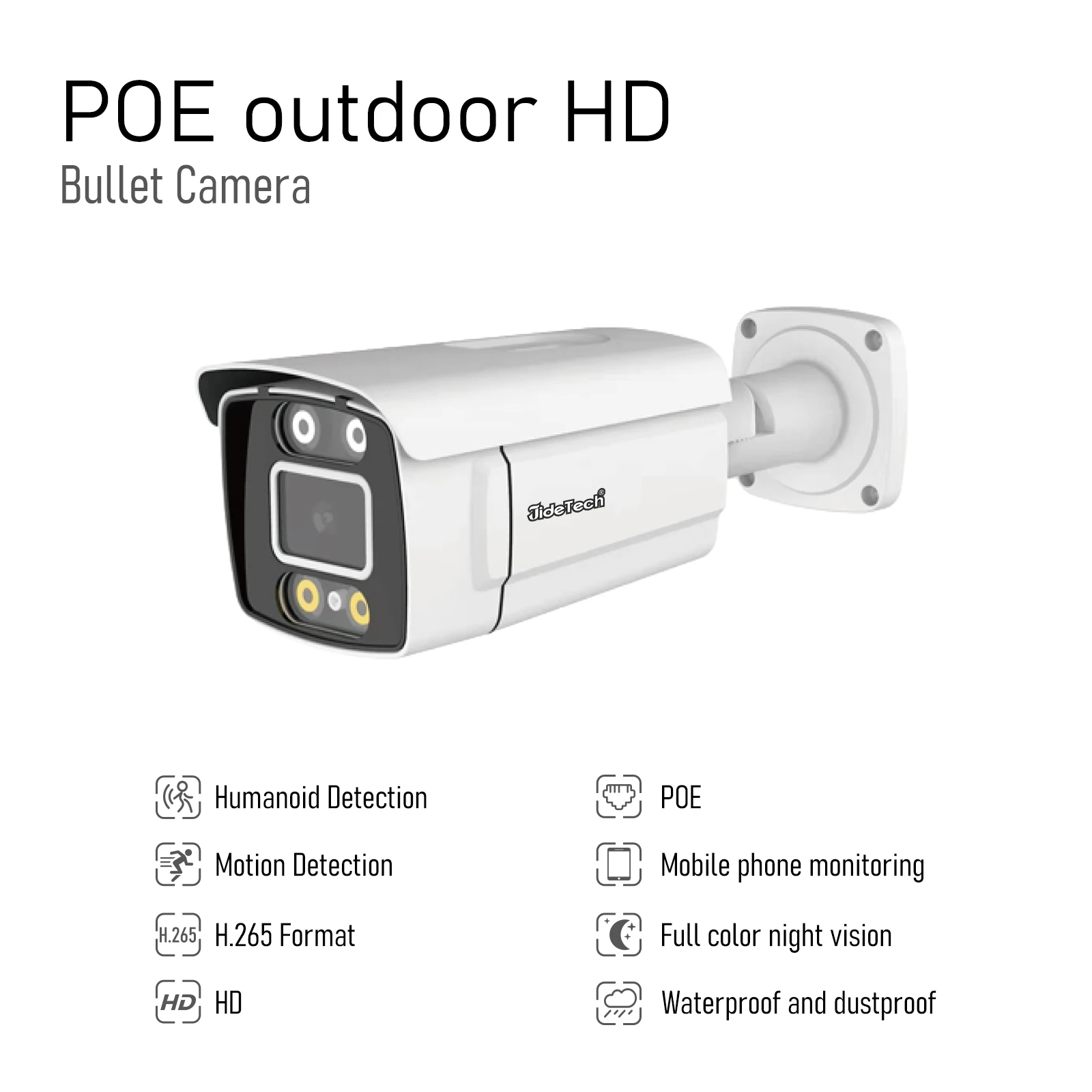 JideTech 4K 8MP 20fps HD камера наблюдения с обнаружением зоны наружная камера безопасности