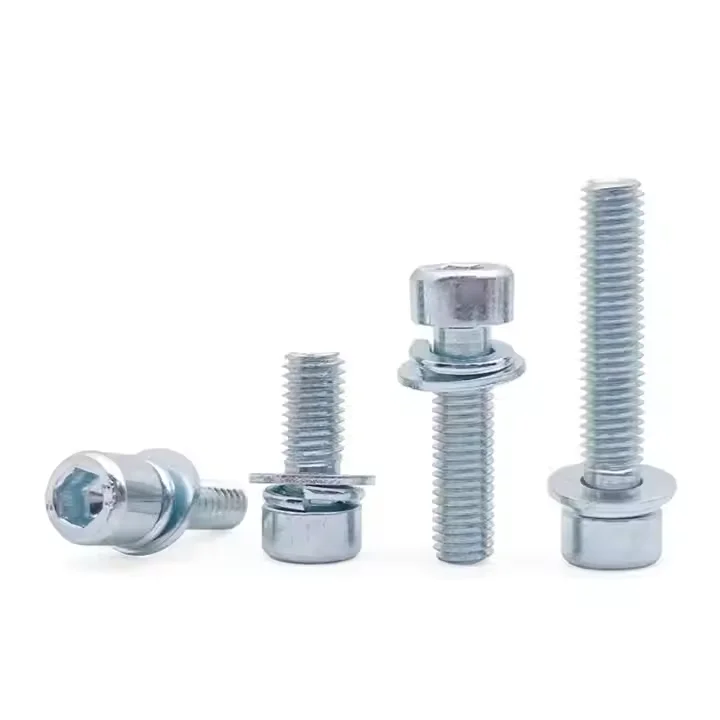 M8 Carbon Steel Grade Class 4.8 8.8 10.9 12.9 Yellow Blue White Zinc Plated Zn Hex Socket Head Cap Screw Assembled With Washer
