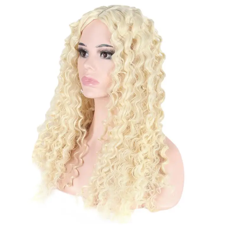Factory Directly Sale Matte high-tempreture fiber African small curly middle split synthetic hair wig 22ingh 260grams