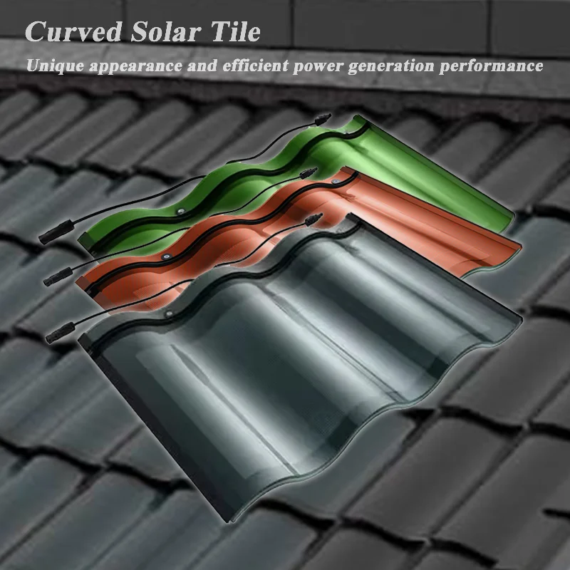 BIPV Solar Curved Tile System 50KW 80KW 100KW On Grid Solar System Individualization Made in China with CE UL Certification