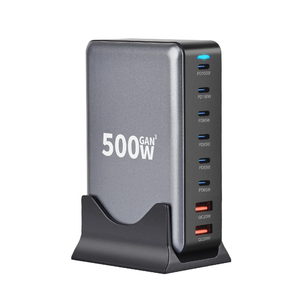 500W Super Fast Charging 6C2A Multiport Charger Station For Laptop For Apple For iPhone Type C PD 100W Power Charger Adapter