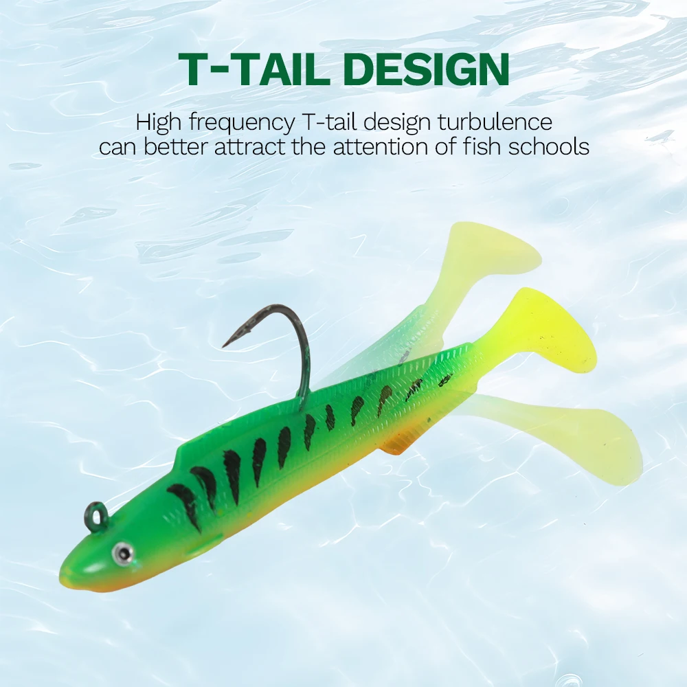 Tolure wholesale 29.5g 138mm  Lead  fish Jig Head Soft sea eel Lure T-tail Soft Bionic Swimming Lures