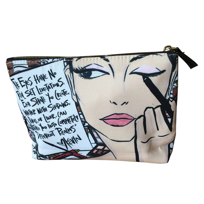 Private Label New Personalized Travel Polyester Canvas Print Cosmetic Bag Makeup Bag
