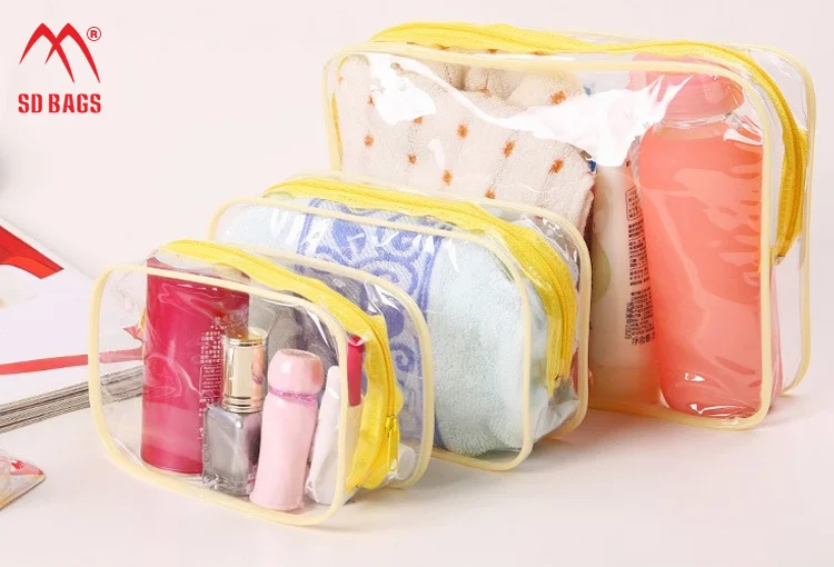 Cosmetic Bag Hot-sale High Quality Stock PVC Fashion 0.15mm PVC Zipper No Printing without Printing 15x10x7cm 18x12x6cm SDS-PV-1
