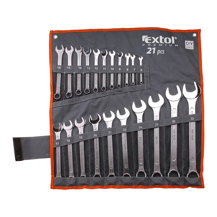 6335 EXTOL PREMIUM 21 pieces 6-32 mm professional workshop combination ratchet wrench tool sets with polished handle head