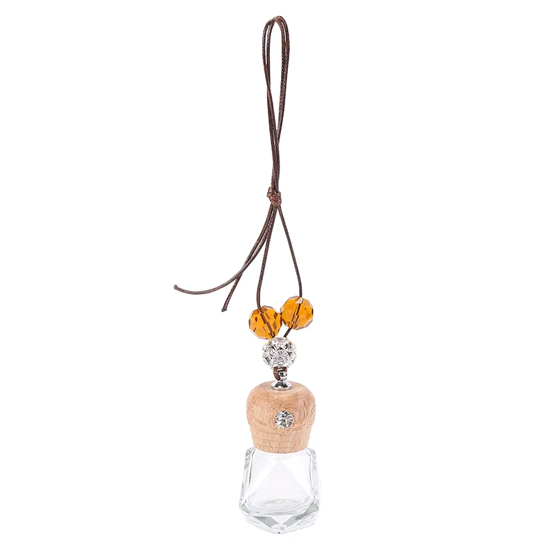 Factory wholesale car perfume bottle vintage beads charms car ornament air freshener empty glass hanging bottle