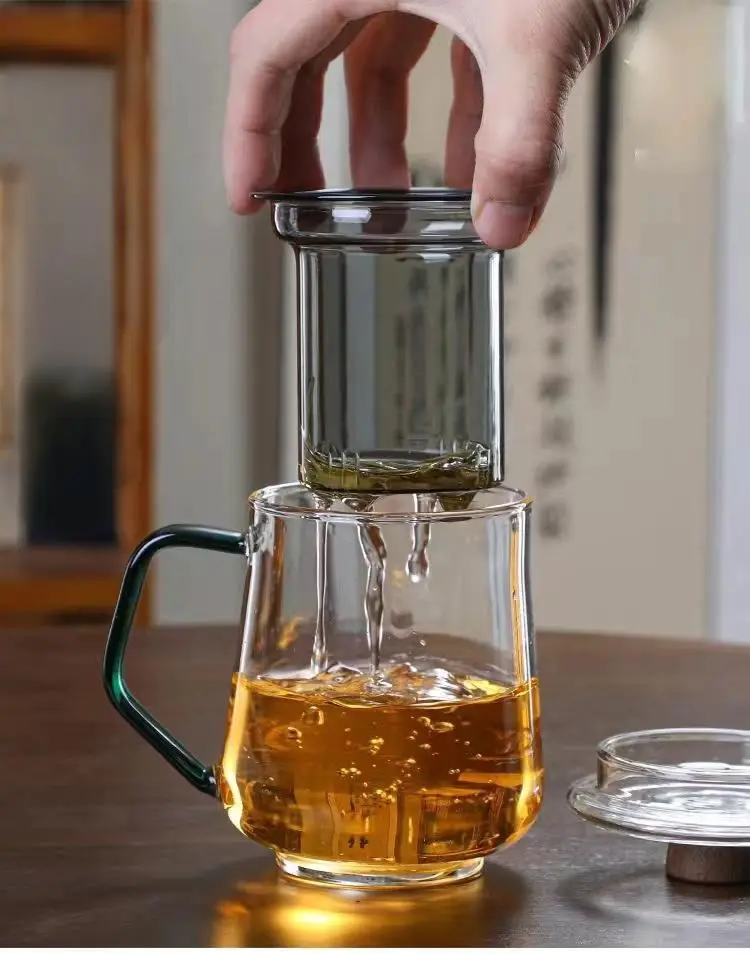 Heat Resistance Glass Three Pieces Filter Tea Coffee Cup