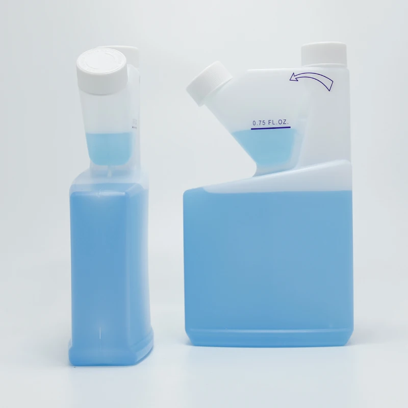 Flant Empty HDPE Natural Color Chemical Liquid Container Twin Neck Tip-N-Measure Bottle