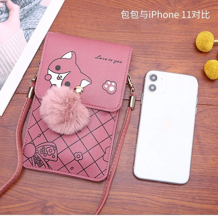 Cute Pattern Amazon Hot Sell Women Cellphone Wallet Original Leather Ladies Little Girl Gift Purse bag