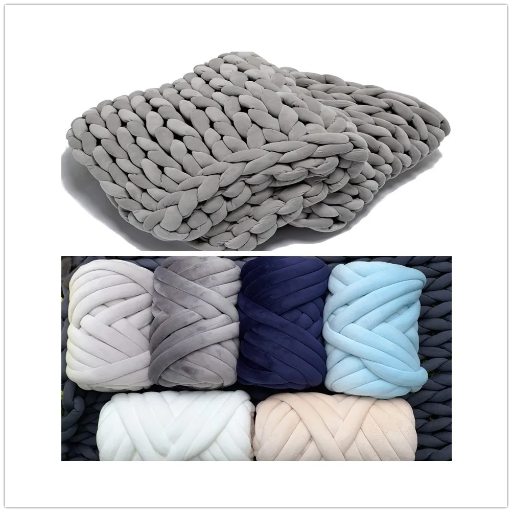 Wholesale Super Thick Hollow Blanket Chunky Vegan Velvet Tube Yarn Hand Knitting for Pets House
