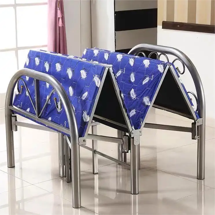 New Design Metal Folding Camp Bed Wrought Steel Bed Frame Iron Single Bed Living Room Furniture