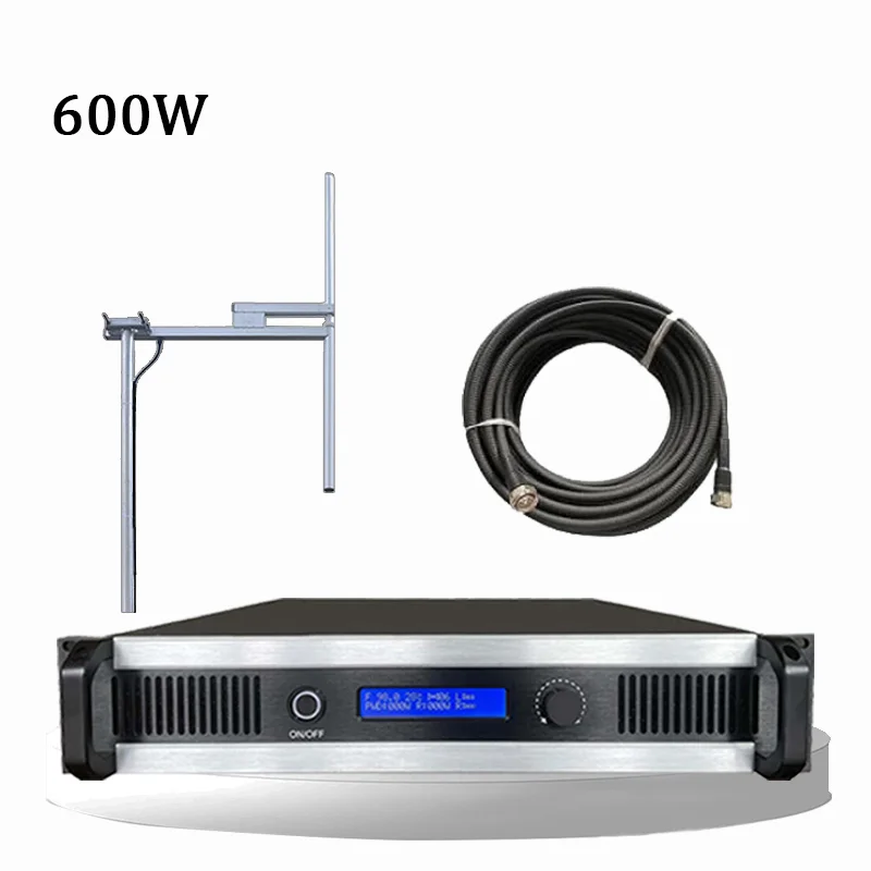 600W FM transmitter + 1-bay dipole antenna + 30 meters cable with connectors