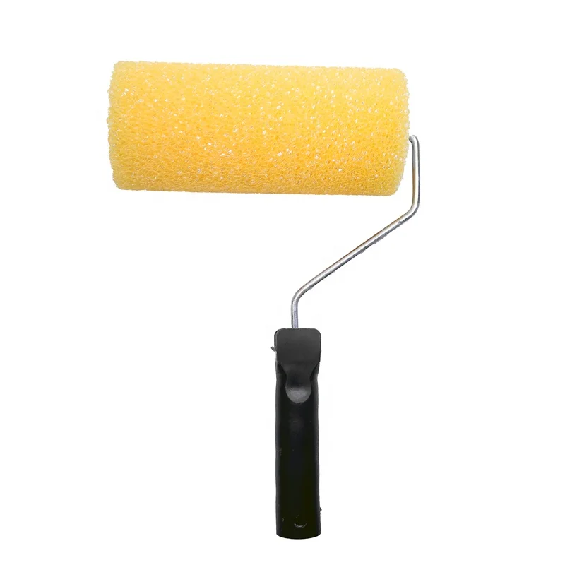 7inch Yellow High-Quality Sponge Upper Screw Bracket with Black Plastic Handle Wall Paint Roller