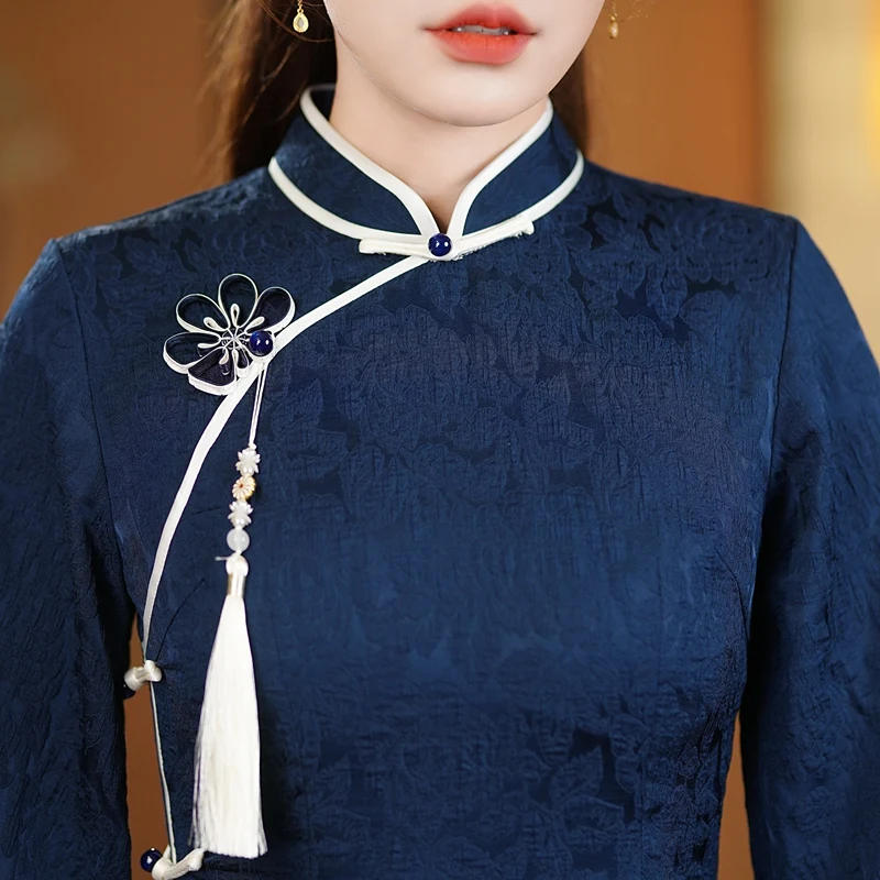 Manufacturer Wholesale Vestidso Vintage Mandarin Collar Evening Girl Daily Evening Party Cheongsam