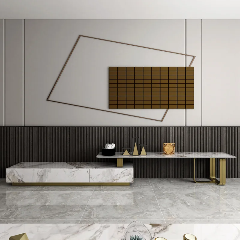 Modern Ceramic Top coffee table with stainless steel legs rectangle coffee table