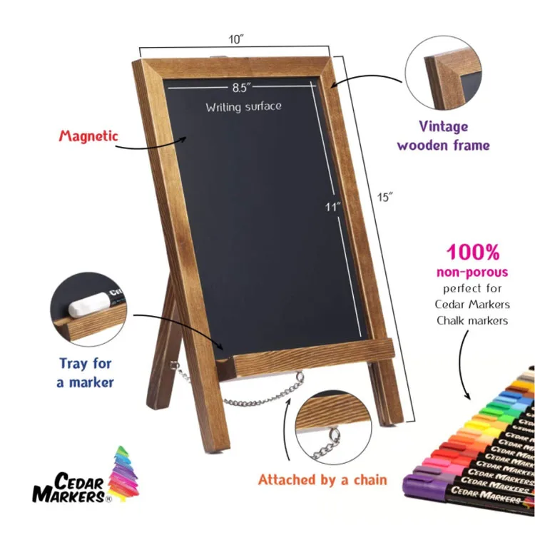 
Hot quality rustic natural rectangle brown small household blackboard breakfast chalkboard 