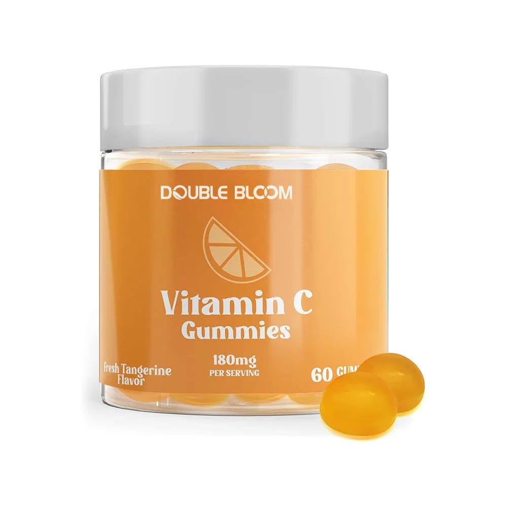 Vitamin C Gummies, 180mg | Vegan, Pectin Plant-Based Immune Support Booster Supplement | Tangerine Flavor, 60 Count