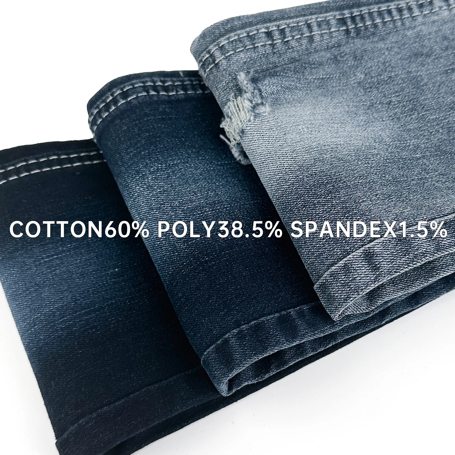 China stock 10s jeans fabric TR mid-spandex denim fabric straight slub jeans fabric for clothes manufacturers with wholesale