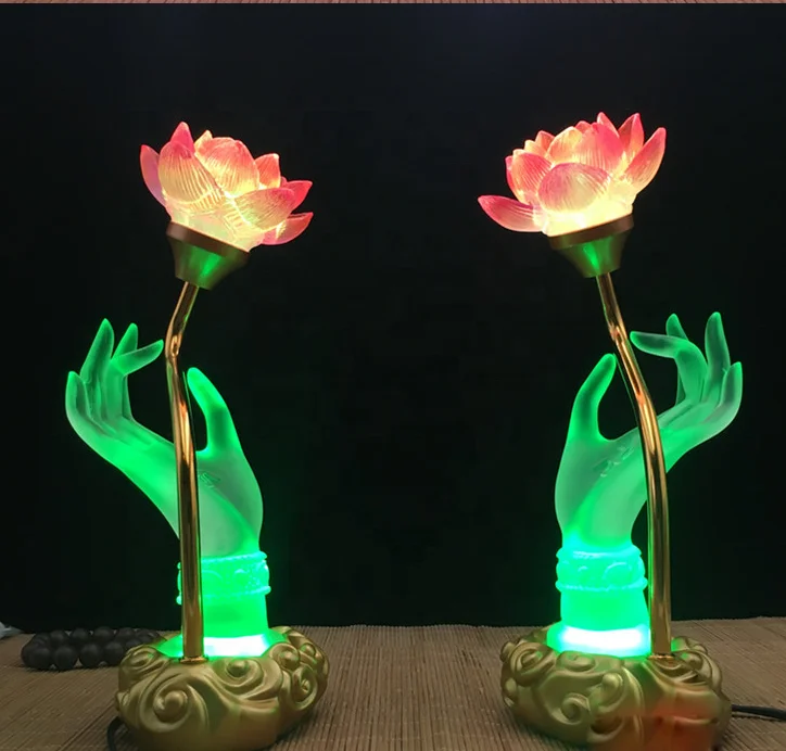 
Liuli Buddhism White Hand 7Colour LED Lotus 