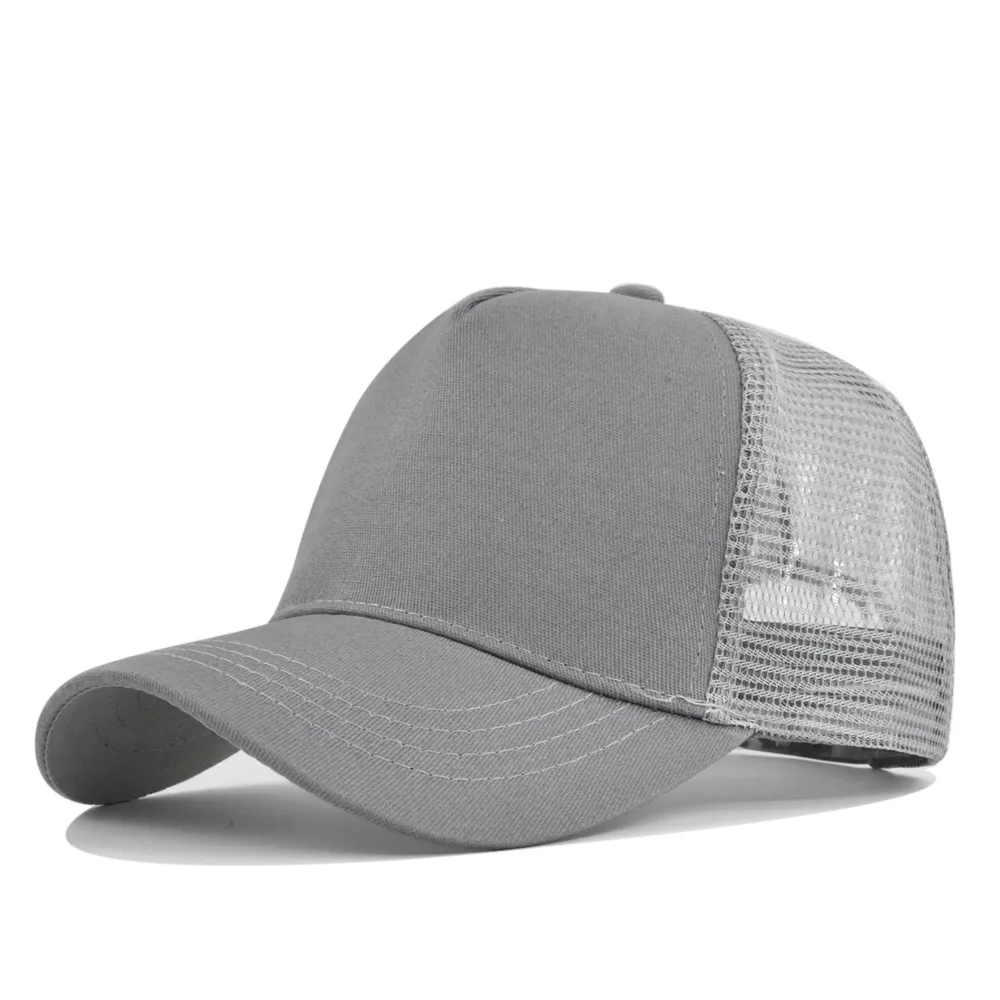 Fitspi Wholesale Solid Color Hard Top 5 Baseball Mesh Cap Advertising Peaked Breathable Couple Solid Color Sun Hat