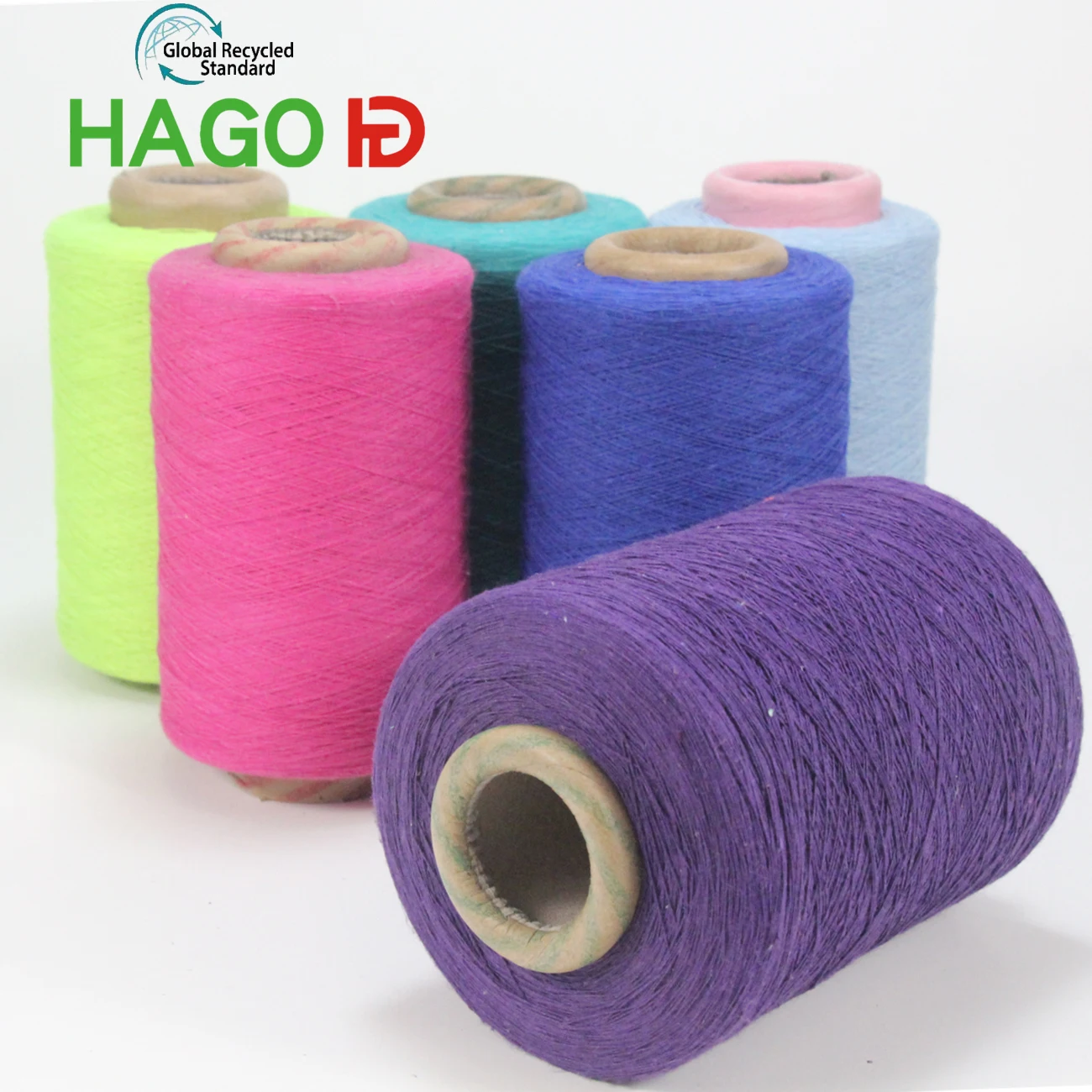 GRS certified Hago Open End Blended Yarn Weaving NE21 32 65/35 50/50 Cotton Polyester  Melange yarn for knitting