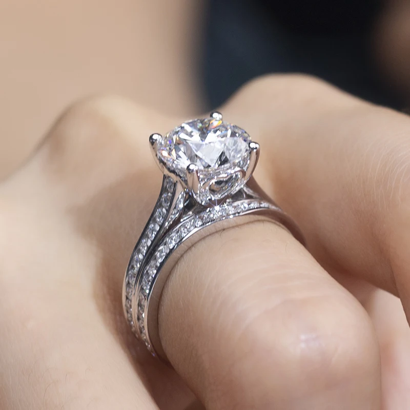 Factory Wholesale Price real 18K gold jewelry 3CT lab grown Diamond Engagement Ring Wedding Ring