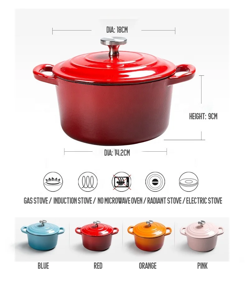 
Suitable for all kinds of stoves cast iron 20cm casserole with lid 