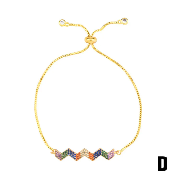 2019 Fashion Women Jewelry Rainbow Blue Eye Charm Bracelet & Bangles Zircon 18K Gold Adjustable Bracelet