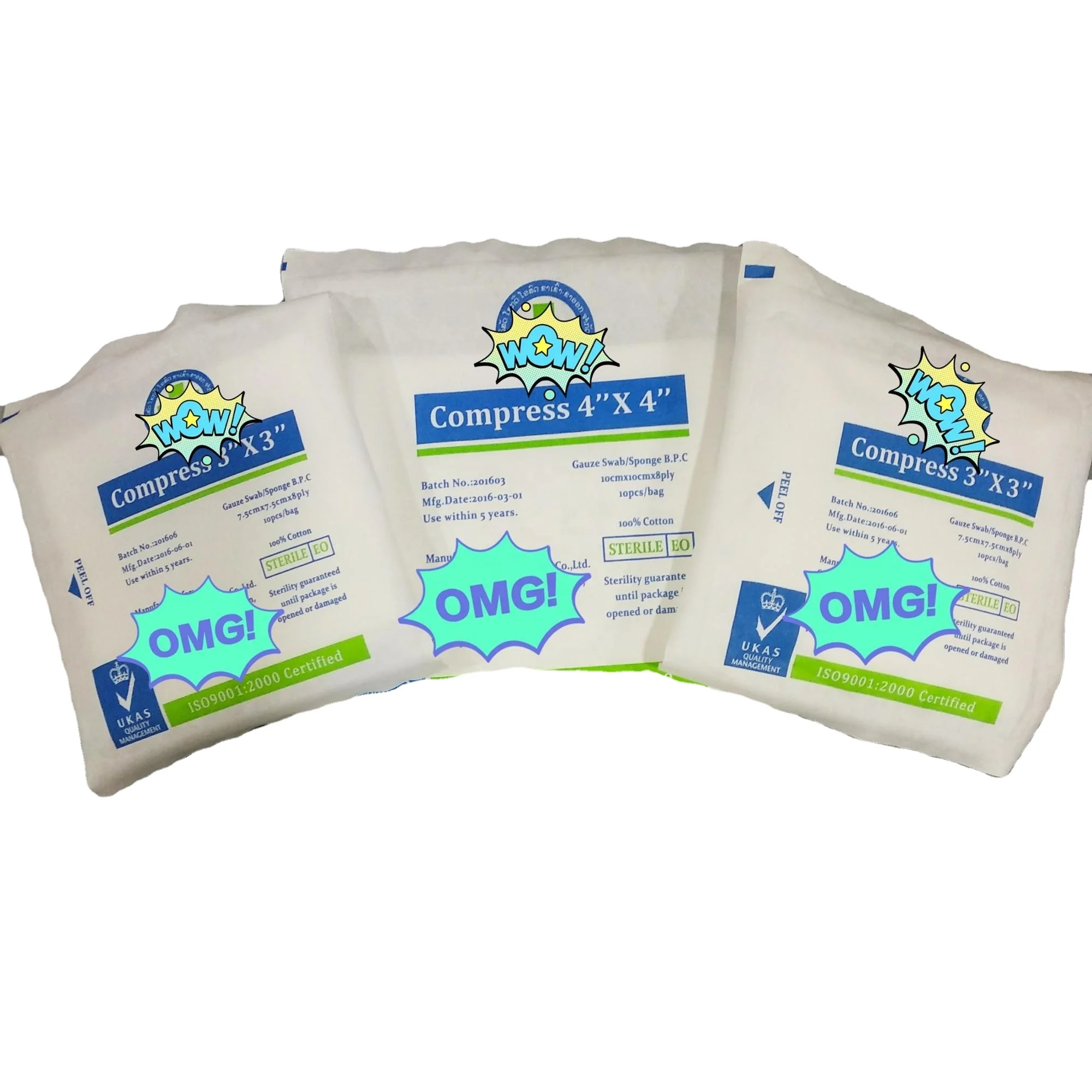 nonsterile 100%cotton x-ray detectable gauze compress swabs gauze sponges