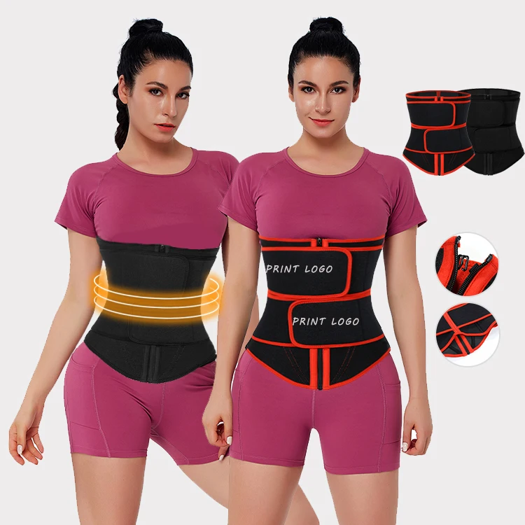 
Dropshippin Double Strap Workout Women Waist Trainer Belts Slimming Neoprene Waist Trimmer Belt 
