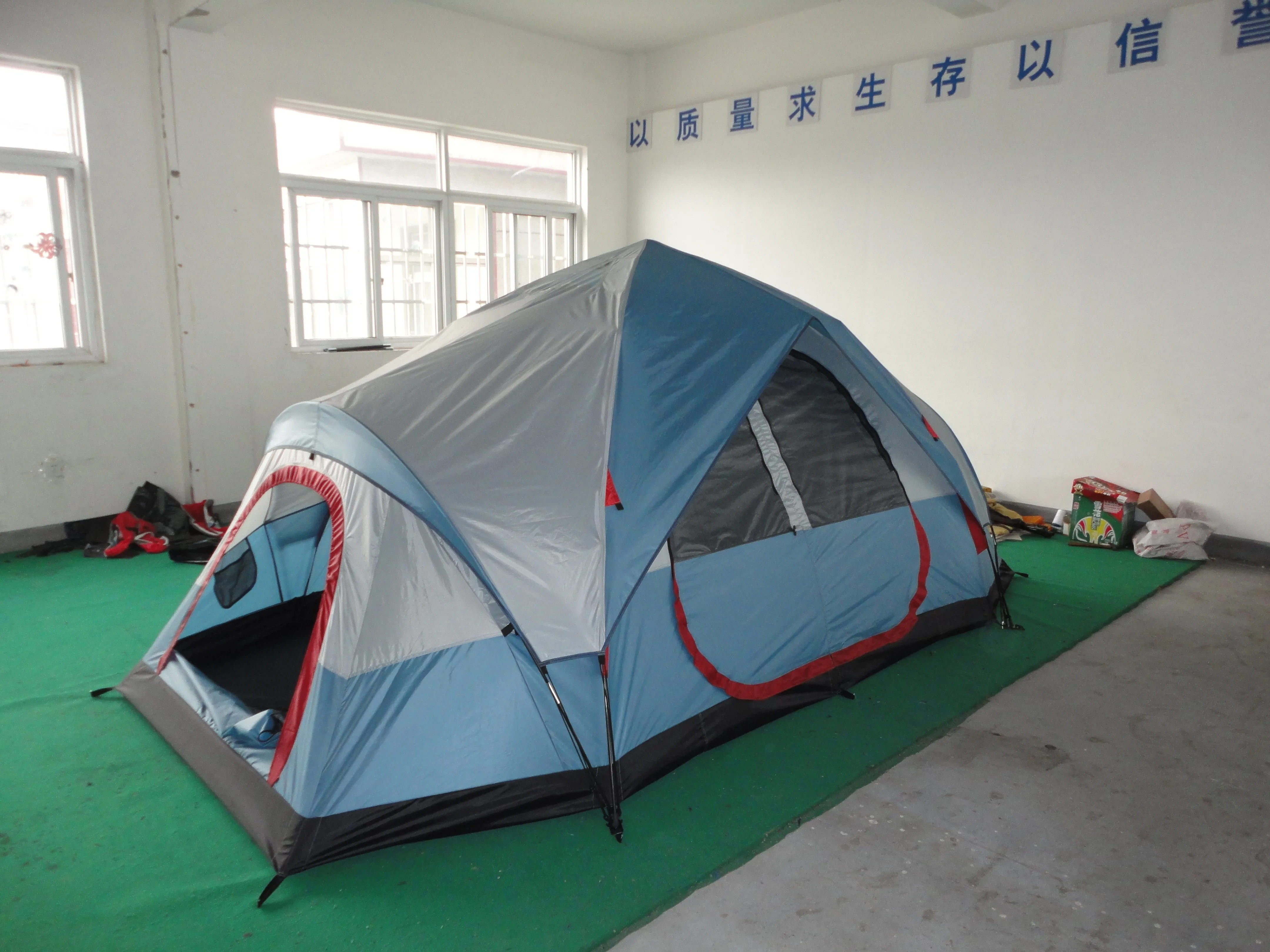 camping tents 400*215*160cm  blue tent Fiberglass rod camping tent for outdoor camping