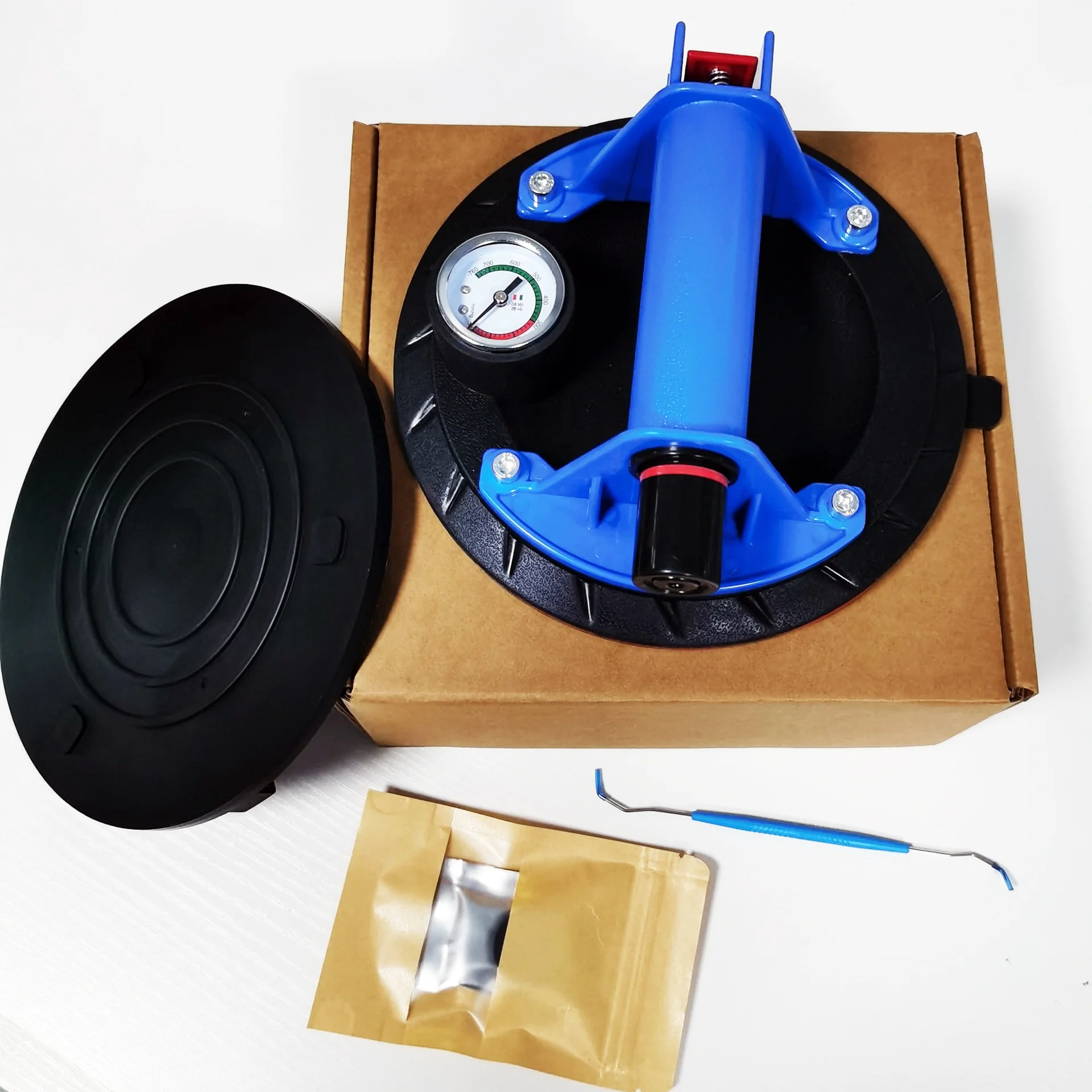 8 Inch Glass Suction Cup Heavy Duty Handheld Metal Handle with Pressure Gauge Heavy Duty Suction Cup