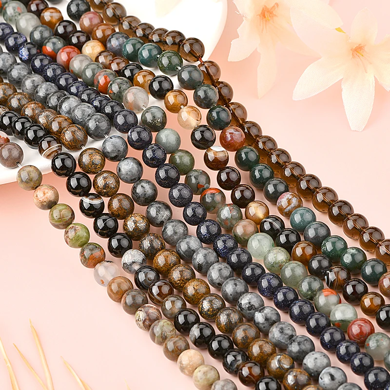 Natural stone beads Loose Round Tiger Eye Agate Amethyst Loose Matte Gemstone Stone Beads For Jewelry Making