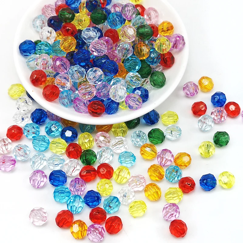 100pcs Crystal Acrylic 8mm Decorative Hand Briolette Faceted Rondelle Crystal Finding Spacer Gemstone Loose Beads